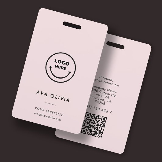 ミニマルな社員証 ビジネス ロゴ QR バッジ