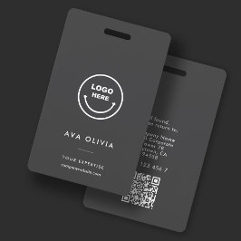 ミニマルな社員証 ビジネス ロゴ QR バッジ