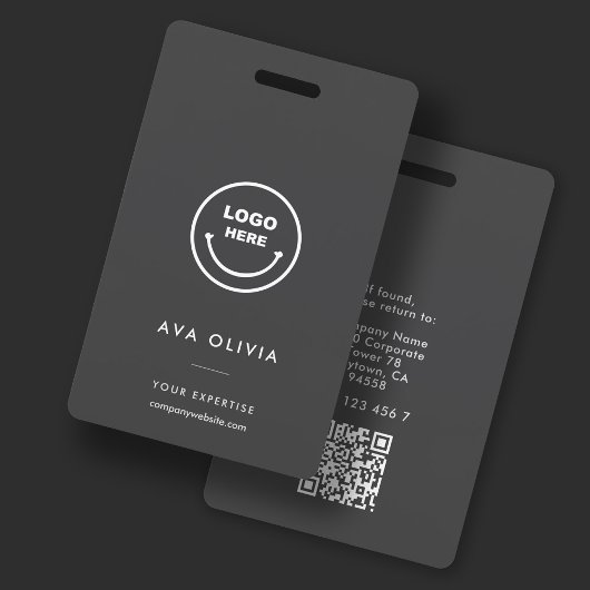 ミニマルな社員証 ビジネス ロゴ QR バッジ
