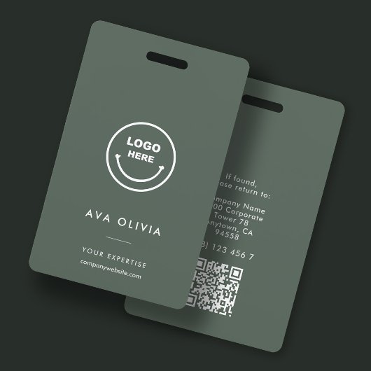 ミニマルな社員証 ビジネス ロゴ QR バッジ