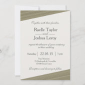 ミニマルな禅のオリーブストライプグリーン結婚グレー 招待状 (正面)