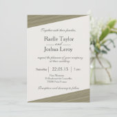 ミニマルな禅のオリーブストライプグリーン結婚グレー 招待状 (スタンド正面)