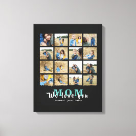 ミニマルな私たちはあなたを愛する母16写真コラージュ キャンバスプリント