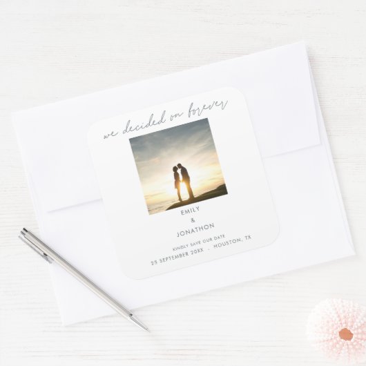 ミニマルな私たちは永遠のフォトスクリプトに決めた スクエアシール (封筒)