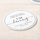 ミニマルな私の飲み物を飲まない私は踊り ラウンドペーパーコースター (アングル)