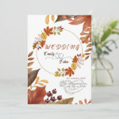 ミニマルな秋のオータムカラー ウェディングカード 招待状 (スタンド正面)