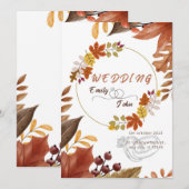 ミニマルな秋のオータムカラー ウェディングカード 招待状 (正面/裏面)