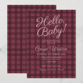 ミニマルな秋のギンガムベイビーシャワー招待状 招待状 (正面/裏面)