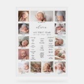 ミニマルな第1誕生日マイルストーン写真コラージュ アクリルサイン (正面)