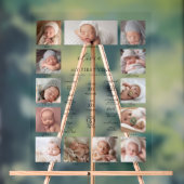 ミニマルな第1誕生日マイルストーン写真コラージュ アクリルサイン (ニュートラル)