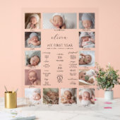 ミニマルな第1誕生日マイルストーン写真コラージュ アクリルサイン (ウェディング)