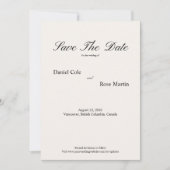 ミニマルな筆記体でシンプルな結婚式 セーブザデート (正面)