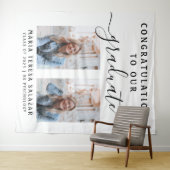 ミニマルな筆記体カリグラフィー2枚の写真 卒業式 タペストリー (インサイチュ(横))