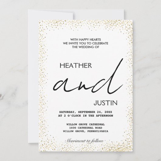 ミニマルな筆記体トラディショナルウェディング招待状 招待状 (正面)