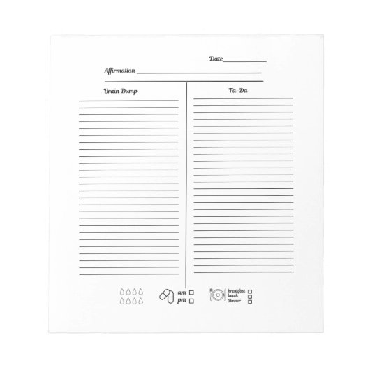 ミニマルな筆記体Ta-Daトラッカー ノートパッド (正面)
