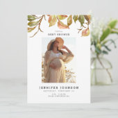 ミニマルな紅葉写真バーチャルベビーシャワー 招待状 (スタンド正面)