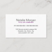 ミニマルな紫モダンの作家の出版社の編集者 名刺 (裏面)