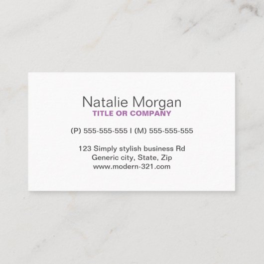 ミニマルな紫モダンの作家の出版社の編集者 名刺 (裏面)