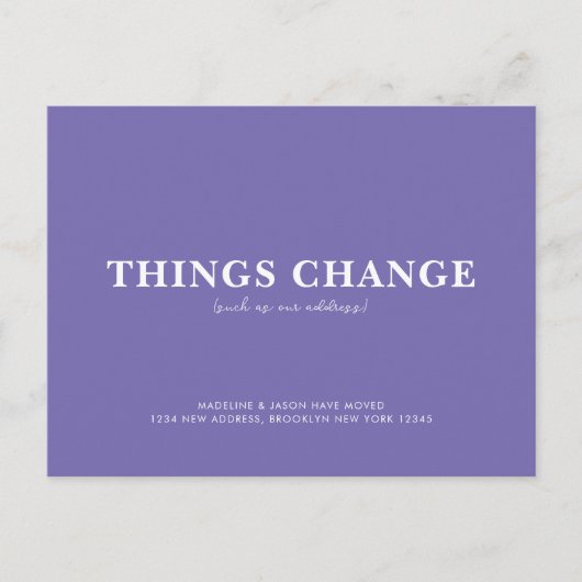 ミニマルな紫色のアイテムが動き始める 案内ポストカード (正面)