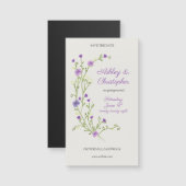 ミニマルな紫色のワイルドフラワー日付磁石を保存 (正面/裏面)