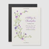 ミニマルな紫色のワイルドフラワー日付磁石を保存 (正面/裏面)