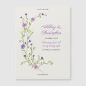 ミニマルな紫色のワイルドフラワー日付磁石を保存 (正面)