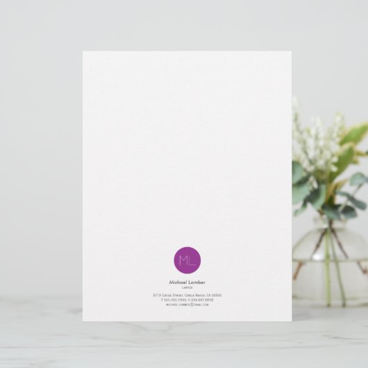 ミニマルな紫色の円のモノグラムレターヘッド レターヘッド (スタンド正面)