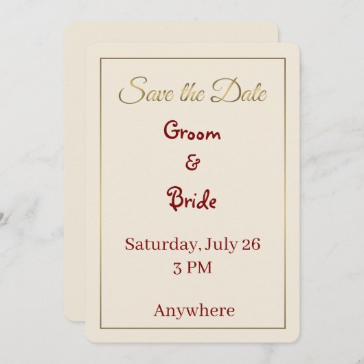 ミニマルな結婚式お知らせカード セーブザデート (正面/裏面)