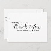 ミニマルな結婚式のお礼カリグラフィーシンプル ポストカード (正面/裏面)