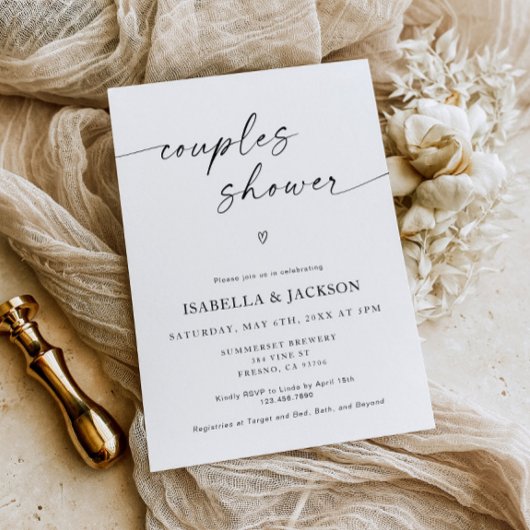 ミニマルな結婚式のカップルシャワー招待状 招待状