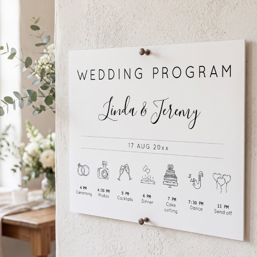 ミニマルな結婚式のタイムライン看板 ポスター