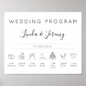 ミニマルな結婚式のタイムライン看板 ポスター (正面)