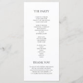 ミニマルな結婚式のプログラム メニュー (裏面)