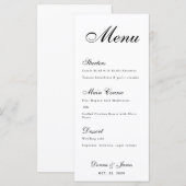 ミニマルな結婚式のメニュー - シンプルなモノクロ メニュー (正面/裏面)