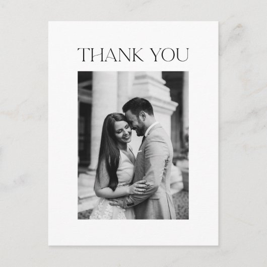 ミニマルな結婚式の写真のお礼 ポストカード (正面)