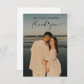 ミニマルな結婚式の写真を使った感謝カード サンキューカード (正面/裏面)