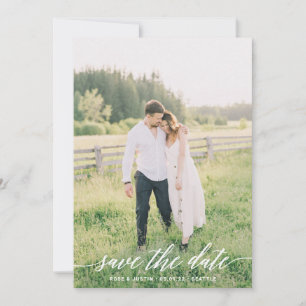 ミニマルな結婚式の写真を使ったSave the Dateカード セーブザデート