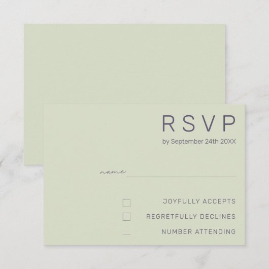 ミニマルな結婚式の出欠確認カード 招待状 (正面/裏面)