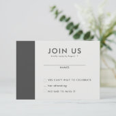 ミニマルな結婚式の出欠確認カード 招待状 (スタンド正面)