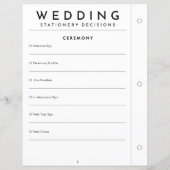 ミニマルな結婚式の式次第ステーショナリーバインダーページ (裏面)