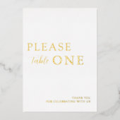 ミニマルな結婚式の引き出物フォイルのサインを一つ取って 箔シーズンカード (正面)