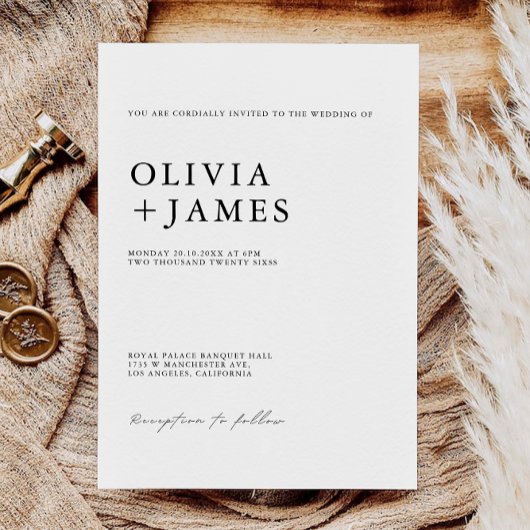 ミニマルな結婚式の招待テンプレート 招待状