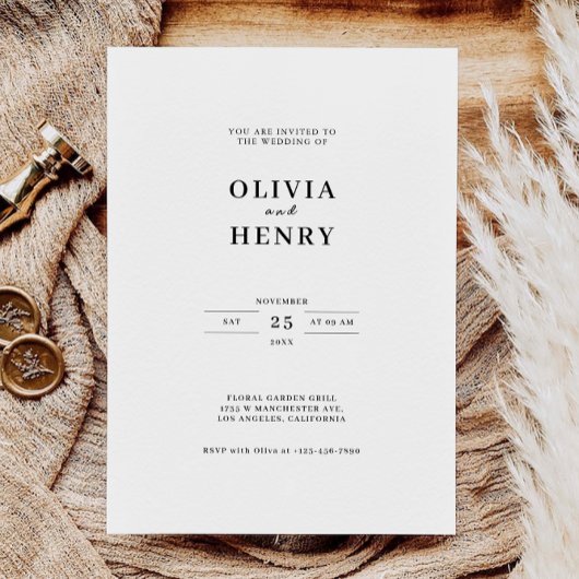 ミニマルな結婚式の招待テンプレート 招待状