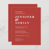 ミニマルな結婚式の招待前カード (正面/裏面)