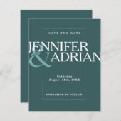 ミニマルな結婚式の招待前カード (正面/裏面)