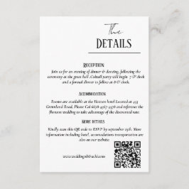 ミニマルな結婚式の招待状セット、結婚式の詳細 エンクロージャーカード