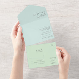 ミニマルな結婚式の招待状 オールインワン招待状