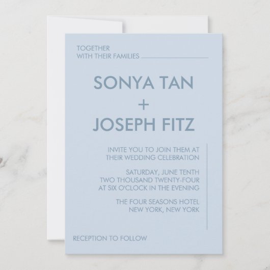 ミニマルな結婚式の招待状 招待状 (正面)