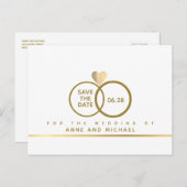 ミニマルな結婚式の日付を保存 案内ポストカード (正面/裏面)