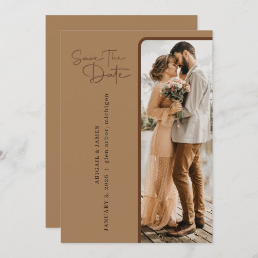 ミニマルな結婚式の案内を保存 招待状 (正面/裏面)